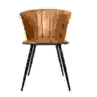 Tan Vegan Leather Retro Style Dining Chair - Set of 2